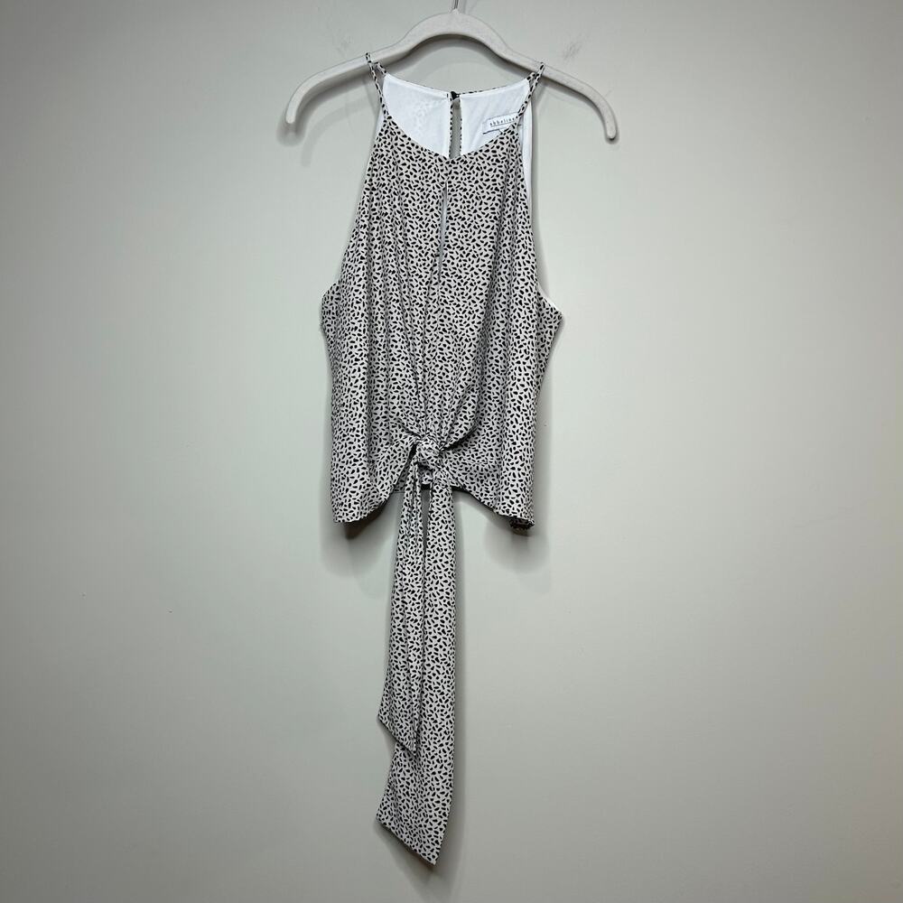 Abbeline Sleeveless Shirt Blouse Size Large Keyhole Back Front Tie
